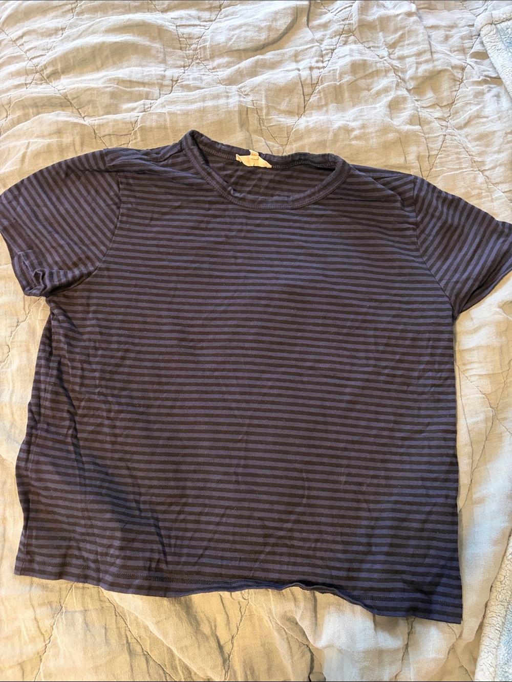 Navy and Black Striped Crewneck Vintage Tshirt Madewell